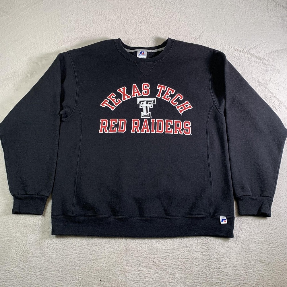 Vintage Texas Tech‎ Red Raiders Sweatshirt Mens Large Black NCAA College Russell